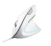 Trust Verto Ratón Vertical, Ratón Ergonómico Ligero, 1000/1600 dpi, Iluminación LED, Cable USB de 1,5 m, para Diestros, Sensor Óptico, PC, Ordenador, Laptop, Desktop, Mac - Blanco
