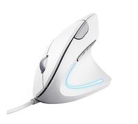 Trust Verto Ratón Vertical, Ratón Ergonómico Ligero, 1000/1600 dpi, Iluminación LED, Cable USB de 1,5 m, para Diestros, Sensor Óptico, PC, Ordenador, Laptop, Desktop, Mac - Blanco