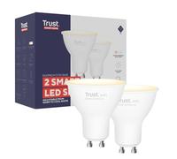 Trust WiFi GU10 Bombilla LED, Compatible con Alexa y Google Home, Bombilla LED Regulable, No Hub, 2.4GHz Bombilla Inteligente, Lámpara LED Spotlight, Luz Blanca de Cálida a Fría - Pack de 2