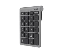 Trust Xalas Teclado Numérico Inalámbrico, Numpad 22 Teclas, Negro | Receptor USB 2,4 GHz, Mini Teclado Portátil, Cálculo de Números Oficina Contabilidad Datos, Plata