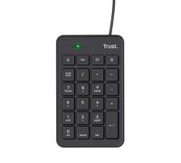 Trust Xalas Teclado Numérico USB para PC Portátil y Ordenador, Negro | Numpad Ultradelgado, Mini Teclado con 5 Teclas Adicionales, Perfil Bajo, Cable de 1,5 m, Cálculo de Números Oficina