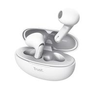 Trust Yavi Auriculares Inalámbricos Bluetooth con 2 Micrófonos ENC Cancelación de Ruido, 23 Horas de Batería, 35% Plástico Reciclado, Auriculares Bluetooth In Ear Android iPhone - Blanco