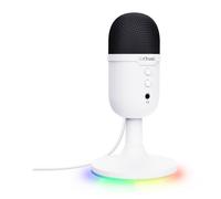 Micrófono Trust Yunix USB cardioide compacto RGB mute salida auriculares blanco