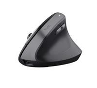 Trust Yuno Ratón Vertical Inalámbrico, Ratón Ergonómico Recargable 2.4GHz, Reducir la Tensión en Brazos y Muñecas, 800-2400 dpi, 70% Plástico Reciclado, PC Portátil Mac - Negro
