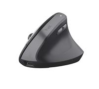 Trust Yuno Ratón Vertical Inalámbrico, Ratón Ergonómico Recargable 2.4GHz, Reducir la Tensión en Brazos y Muñecas, 800-2400 dpi, 70% Plástico Reciclado, PC Portátil Mac - Negro