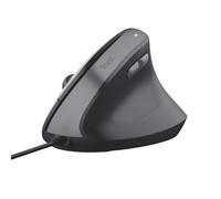 Trust Yuno Ratón Vertical, Ratón Ergonómico para Diestros, Negro | Reducir la Tensión en Brazos y Muñecas, Cable USB 150 cm, 800-2400 dpi, PC Portátil Mac