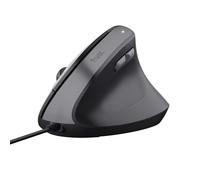 Trust Yuno Ratón Vertical, Ratón Ergonómico para Diestros, Reducir la Tensión en Brazos y Muñecas, Cable USB 150 cm, 800-2400 dpi, 60% Plástico Reciclado, PC Portátil Mac - Negro