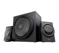 Trust Yuri Altavoces PC Gaming 2.1 con Subwoofer, 120W, Negro | Jack 3,5 mm, Gestión de la Alimentación Inteligente, Sistema de Altavoces para Ordenador, Portátil, Smartphone, Tablet