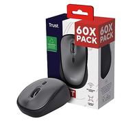 Trust Yvi+ 60 Pack - 60x Ratón Inalámbrico Silencioso con Diseño Sostenible, para Diestros y Zurdos, Microrreceptor USB Almacenable, Mouse para Ordenador, Portátil, Mac, Oficina en Casa - Negro