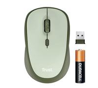 Trust Yvi+ Ratón Inalámbrico Silencioso con Diseño Sostenible, 800-1600 PPP, para Diestros y Zurdos, Microrreceptor USB Almacenable, Mouse para Ordenador, Portátil, Mac, Oficina en Casa - Verde