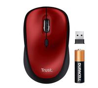 Trust Yvi+ Ratón Inalámbrico Silencioso para Diestros y Zurdos, Rojo