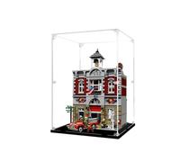 TRUSTFAR Vitrina acrílica a prueba de polvo diseñada para LE-GO 10197 edición retro, modelo de bloque de construcción del departamento de bomberos, caja transparente, caja expositora compatible con