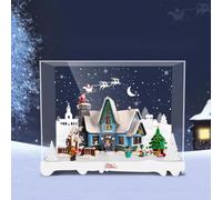 TRUSTFAR Vitrina acrílica a prueba de polvo diseñada para LE-GO 10293 Winter Village Papá Noel modelo de bloque de construcción, caja transparente, caja expositora compatible con Le-go 10293 (sin