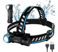 TrustFire Linterna Frontal, Linterna Frontal Led Recargable MC18 1200 Lumen Impermeable, 5 Modos de Luz para Jogging, Pescar,Pasear al Perro,Trabajo (Azul Negro)