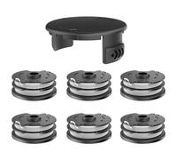 TRUSTLIONTEK Bobina de hilo de repuesto, compatible con batería Parkside LIDL PRTA 20-Li C3 A1B2 PRT 550 A1 A3 PRT 300 A1 Repuestos Cortador de bordes (6 bobinas de hilo + 1 cubierta de recortadora)