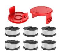 TRUSTLIONTEK Bobina de hilo, para desbrozadora inalámbrica Einhell GE-CT 18/28 Li y GE-CT 18/28 Li TC, para bobina de hilo de repuesto Einhell TLE-03, cubierta de bobina TLE-03-1 (6 bobinas de hilo+2