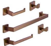 TRUSTMI Juego de accesorios de baño contemporáneo de 5 piezas, toallero, gancho para rollo de papel higiénico, soporte de pared de acero inoxidable SUS 304, color oro rosa cepillado