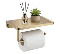 TRUSTMI Soporte de Papel higiénico con Estante para teléfono, Accesorios de baño, dispensador de Rollo de pañuelos montado en la Pared, Oro Cepillado