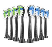 Trustnice Recambio Cepillos Compatible con Philips Sonicare,Cabezales de cepillos de repuesto para Sonicare Gum Health, HealthyWhite, Paquete de 8 (Negro, 1 unidad (Paquete de 8))