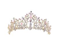 TRUSTTWO Crystal Pink Rhinestone Tiaras De Noiva Diadema Nupcial Corona Tocado Joyería for el Cabello Mujeres Accesorios for el Cabello de Boda The New(Gold)