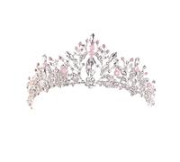 TRUSTTWO Crystal Pink Rhinestone Tiaras De Noiva Diadema Nupcial Corona Tocado Joyería for el Cabello Mujeres Accesorios for el Cabello de Boda The New(Silver)