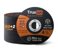 Truswe Paquete de 52 ruedas de corte, 4 1/2 pulgadas, 0.45 USD/paquete, rueda de corte de metal y acero inoxidable para amoladora angular, disco de corte ultrafino (52 ruedas de corte de 4-1/2 x .045