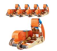 TrutzHolm 5x Cinta de amarre de carraca Pro 2 piezas Naranja 6 m 4 t TÜV/GS
