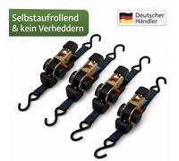 TRUTZHOLM Set 4x Cinta de Amarre Automática 1,8 m 25 mm Negro S-Haken