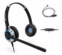 TruVoice HD-550 Auriculares Duo con micrófono con cancelación de Ruido y Adaptador de 2,5 mm para Cisco SPA303, SPA502g, SPA504g, SPA508g, SPA509g, SPA514g, SPA525g y teléfonos con Puerto de 2,5 mm