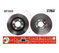 TRW 2X Disco De Freno Delante 266 Ventilado Para Peugeot 206 CC 2D 2A/C 5F