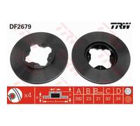 TRW 2X Disco De Freno Delante 282 Ventilado Para Honda Accord V CE CF CC7 CD