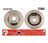 TRW 2X Disco De Freno Trasero 320 Ventilado Para Mercedes-Benz Clase S W221