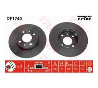 TRW 2x Disco Freno Trasero 240 Completo para Alfa Romeo 155 167 33 907A _
