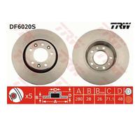 TRW 2X Discos De Freno Delanteros 280 Ventilados Para Citroën Jumpy Kasten Fiat