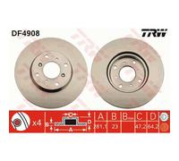 TRW 2X Discos De Freno Delanteros 282 Ventilados Para Honda Civic VI Aerodeck MB