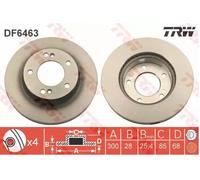 Disco de freno TRW DF6463 delantero, ventilado , 1 Pieza