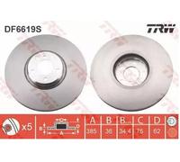 TRW DF6619S Disco de freno Delantero, derecha para BMW X5 (E70) X5 (F15, F85)