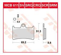 TRW Lucas MCB611SCR Pastilla de freno de competición, sin ABE