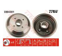 TRW Tambor de Freno Trasero Ø100mm para Vauxhall Corsavan Mk II C Corsa X01 Opel