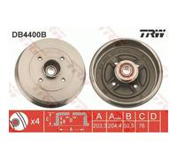 TRW Tambores De Freno Traseros Ø100mm Con Rodamiento Para Renault Twingo II CN0