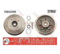 TRW Tambores Trasero Ø108mm Con Cojinete Sin Anillo Sensor ABS para