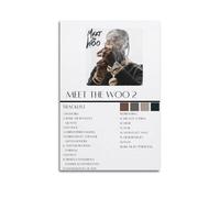 TRWHRYERYRH Pop Smoke - Póster decorativo de pared con texto en inglés "Meet The Woo", lienzo vintage para sala de estar, dormitorio, 30 x 45 cm, estilo sin marco