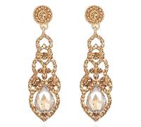 TRWWELL Pendientes colgantes de lágrima nupcial de diamantes de imitación de lujo para mujer y novias, Zinc Acero inoxidable Vidrio, Cuarzo sintético