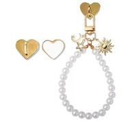 TRXYQ Cadena de abalorios de perlas Sun Moon Stars Kindle para mujer, pulseras de perlas Kindle, accesorios de llavero, regalos para amantes de la lectura, club de libros, dijes para lector