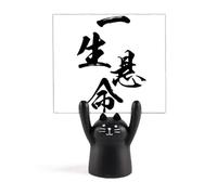 Try All Your Best in Japanese Memo Holder Cartoon Black Cat Stand Decoration