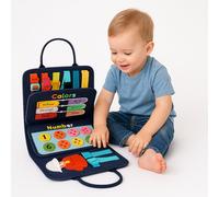 Try & Getfun Libro Montessori 2 años - Busy Book. Libro Sensorial de Actividades | Juguete Educativo y de Viaje +2 Años | Tablero Montessori Neurodiversidad. Azul