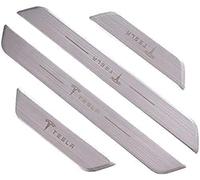 Tryagat 4 Piezas Acero Inoxidable Protector Umbral Puerta Coche para Tesla Cybertruck 2024-2025, Puerta Automóvil Listón Antiarañ Antideslizante Auto Accesorios