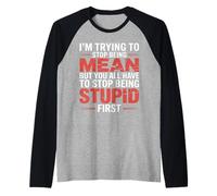 Trying to Be Nice But You Must Stop Being Stupid - Camiseta Manga Raglan