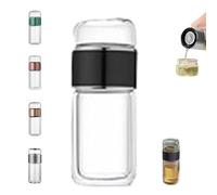 Tryteava Glass Infuser, 3 en 1 Smart Tea Infuser, Tryteav Tryteav Tea Pot,Portable Glass Double Wall Tea Infusers With Filter, Flip & Brew Design,for Home, Office, or Travel Use (negro, 420 ml)