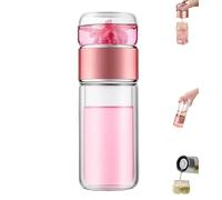 Tryteava Glass Infuser, 3-in-1 Smart Tea Infuse With Strainer, Double Layered Glass Tea Separation Tea Cup, For Blooming And Loose Leaf Tea (Silver, 280ML) (Pink,350ML)
